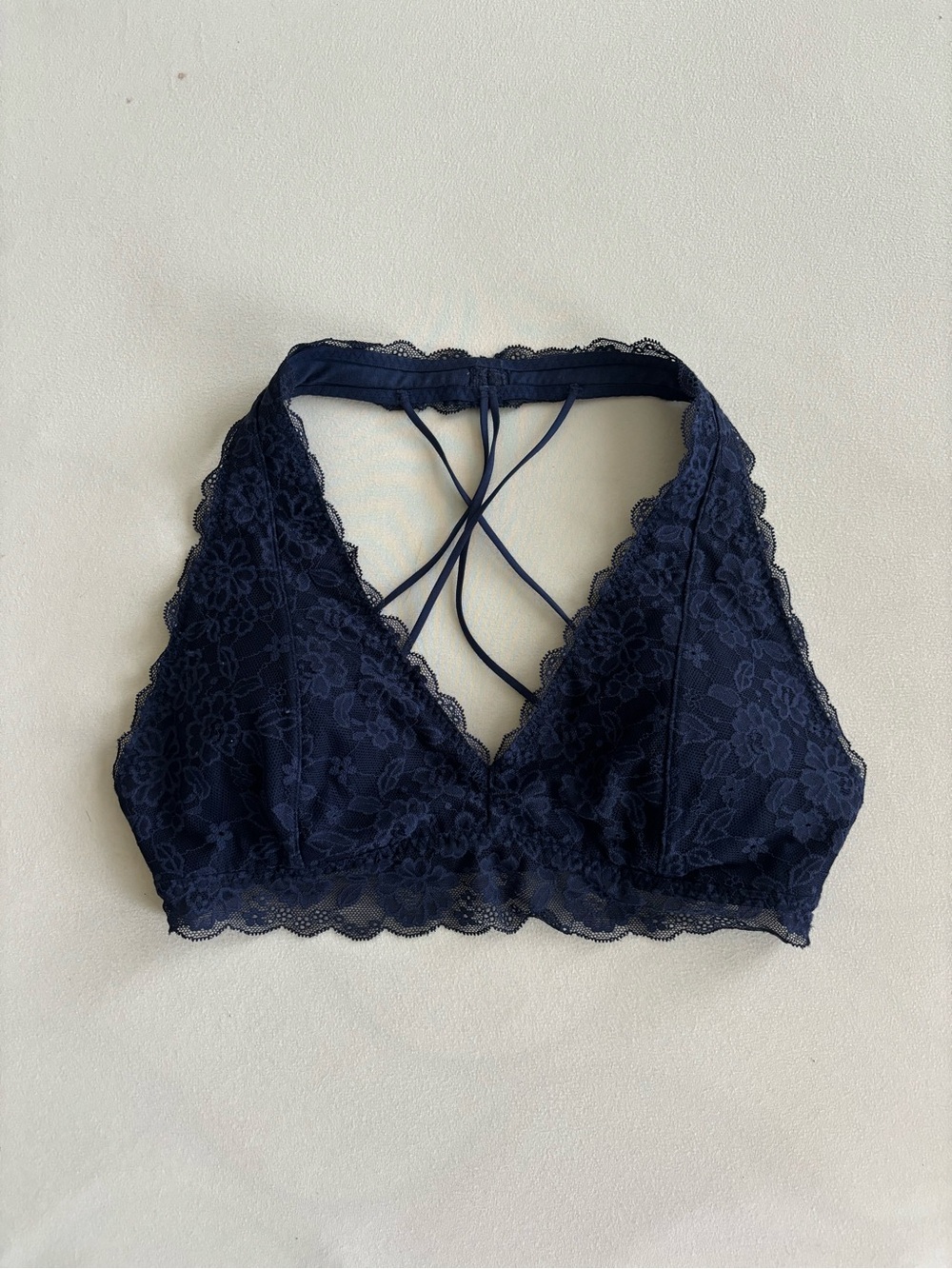 gilly hicks navy blue medium lace bralette